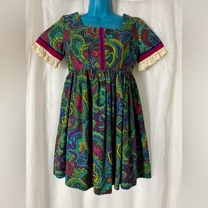 Vintage 1960’s Couriers Mini Skirt Dress w Brocade Fabric, Velvet & Lace Details